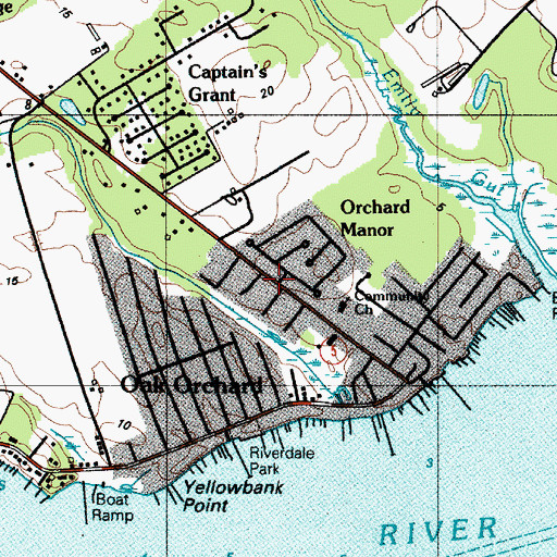 Topographic Map of Orchard Manor, DE