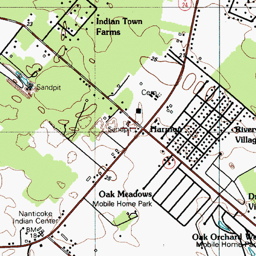 Topographic Map of Harmons School, DE