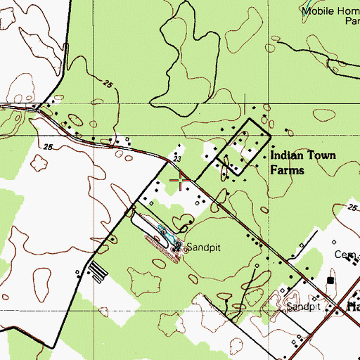 Topographic Map of Indiantown Farms, DE