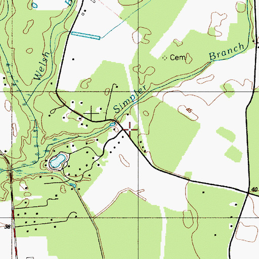 Topographic Map of Pine Lake Development, DE