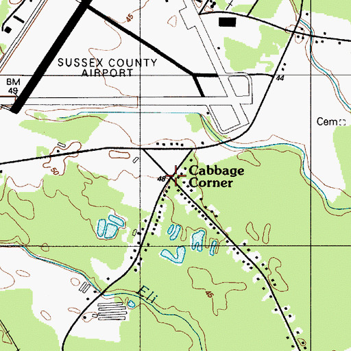 Topographic Map of Cabbage Corner, DE