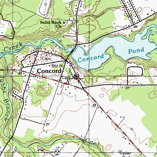 Topographic Map of Concord Methodist Church, DE