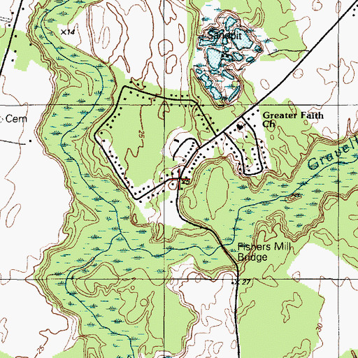 Topographic Map of Fisher Mill Park, DE