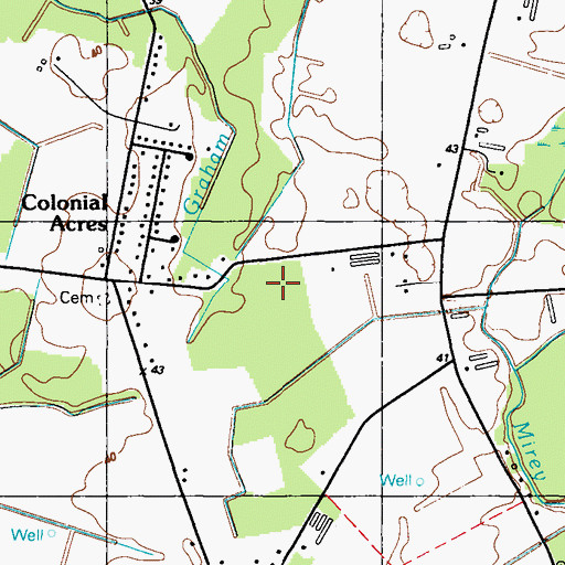 Topographic Map of Sussex Estates, DE