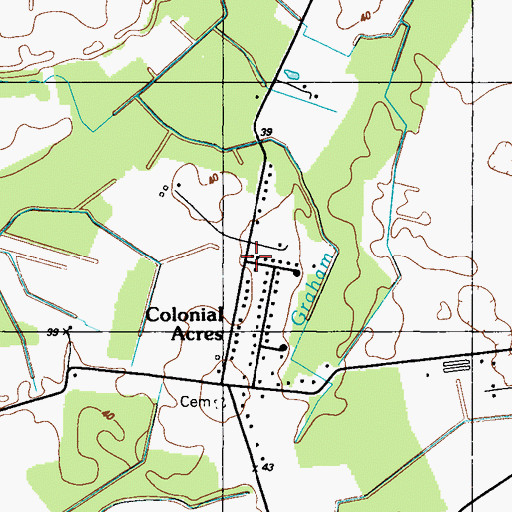Topographic Map of Colonial Acres, DE