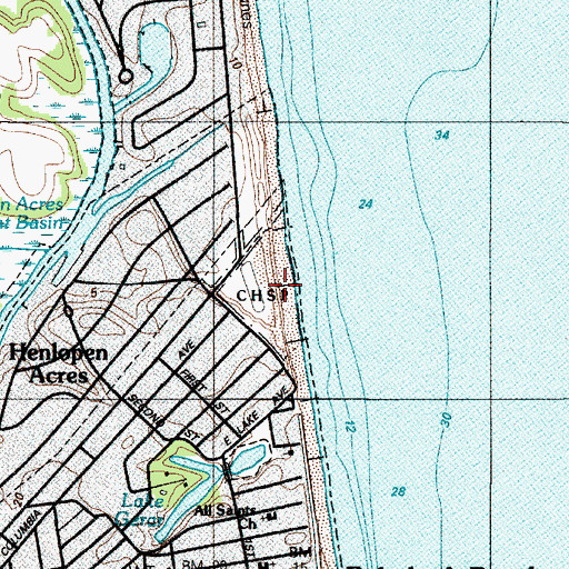 Topographic Map of Deauville Beach, DE