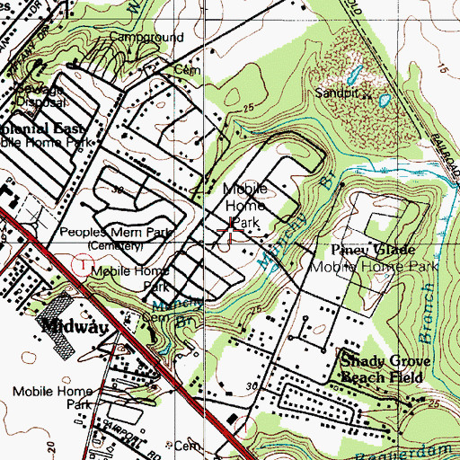 Topographic Map of Tru Vale Acres, DE
