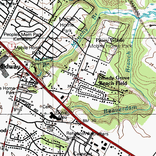 Topographic Map of Piney Glade, DE