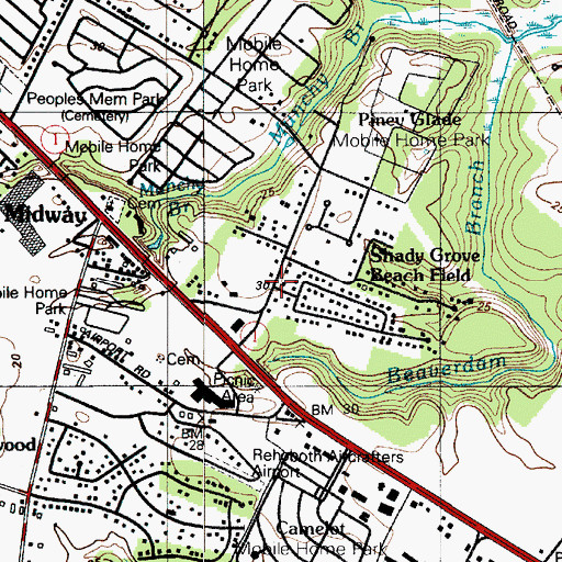 Topographic Map of Shady Grove, DE