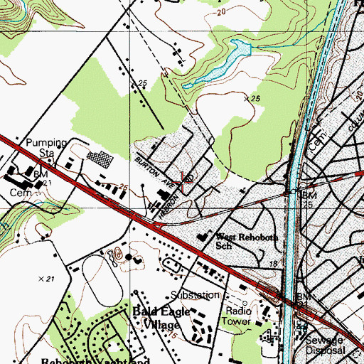Topographic Map of West Rehoboth, DE