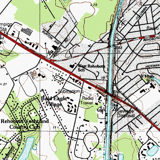 Topographic Map of Phil Mar Estates, DE