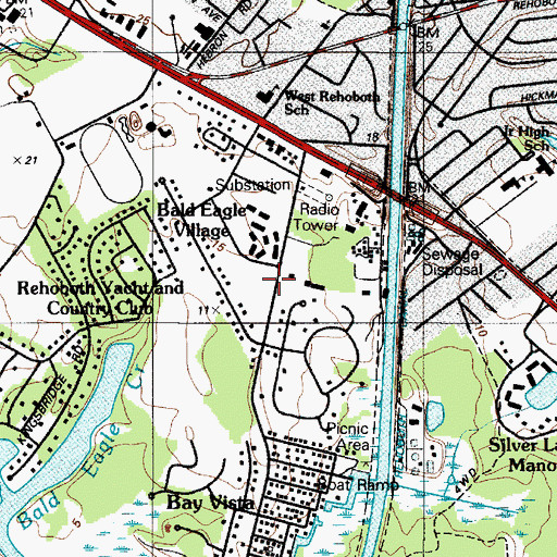 Topographic Map of Bald Eagle Village, DE