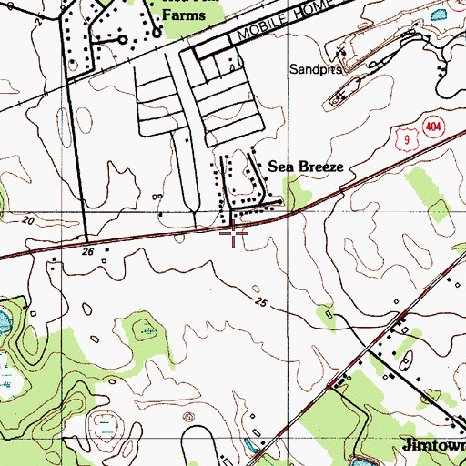 Topographic Map of Sea Spray Village, DE