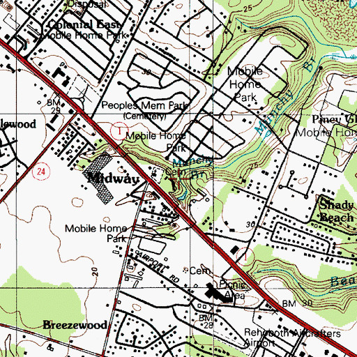 Topographic Map of Midway Church, DE