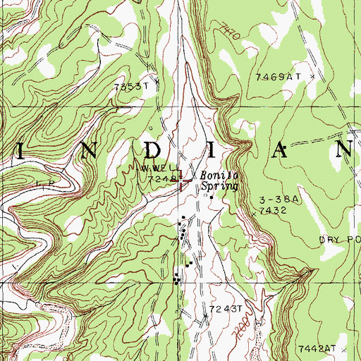 Topographic Map of Bonito Spring, AZ
