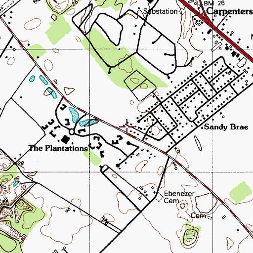 Topographic Map of Midway Estates, DE