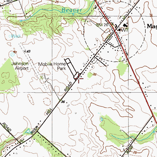 Topographic Map of Magnolia Mobile Home Park, DE
