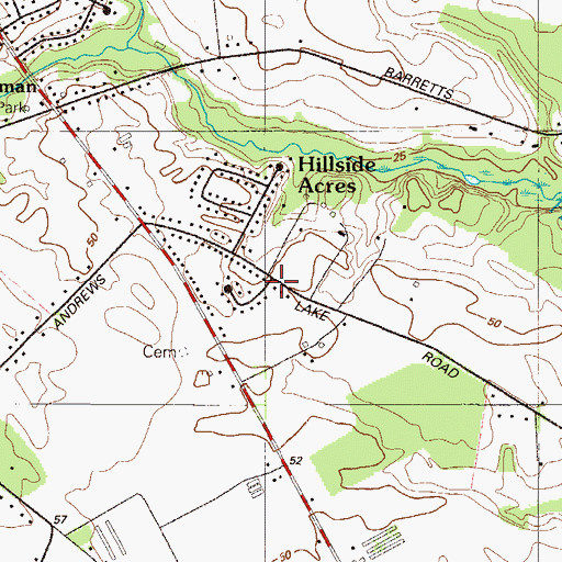 Topographic Map of Hillside Acres, DE