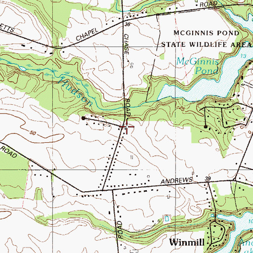 Topographic Map of Wooden Bridge, DE
