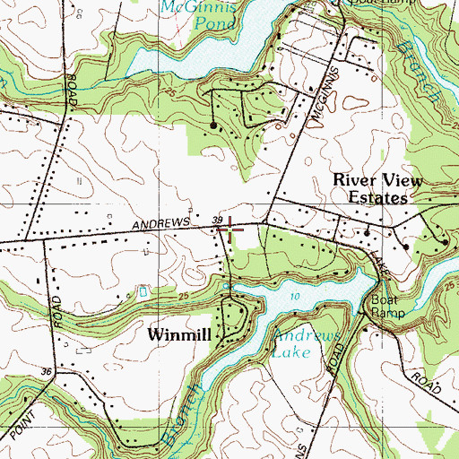 Topographic Map of Winmill, DE
