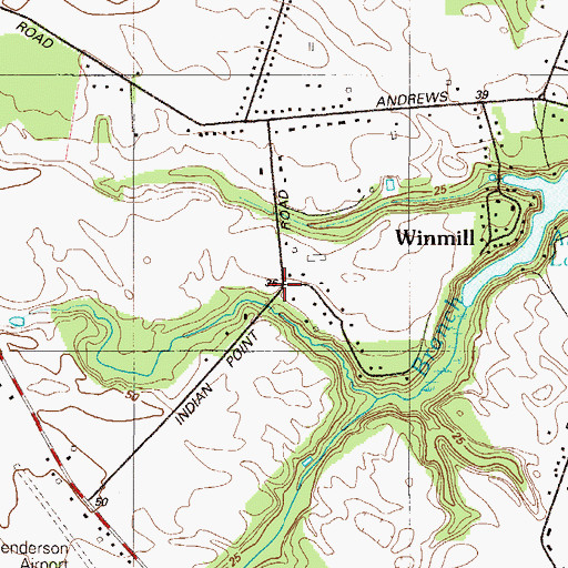Topographic Map of Andrews Lake Estates, DE
