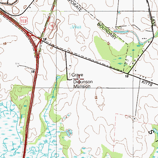 Topographic Map of John Dickinson Plantation, DE