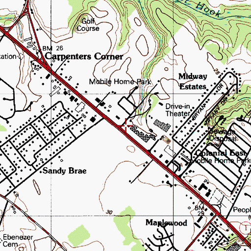 Topographic Map of Midway Park Subdivision, DE