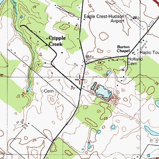 Topographic Map of Cripple Creek, DE