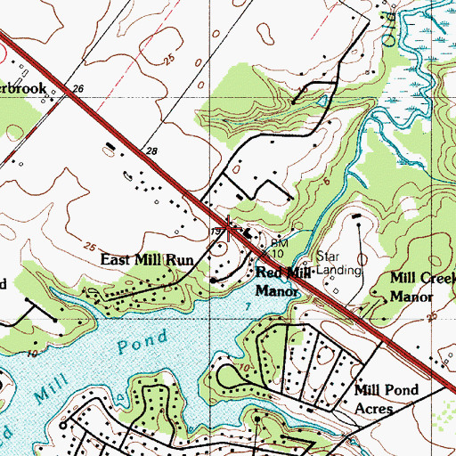 Topographic Map of East Mill Run, DE