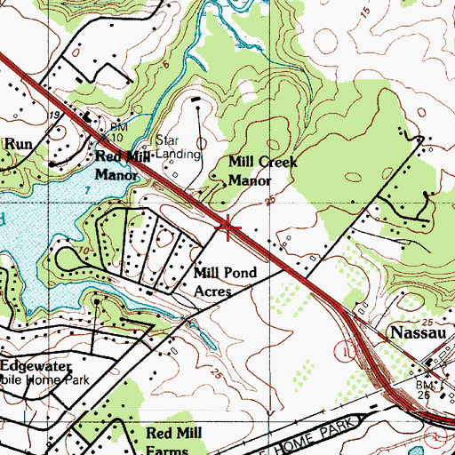 Topographic Map of Mill Pond Acres, DE