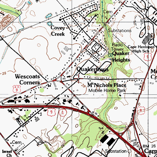 Topographic Map of McNichol Place, DE
