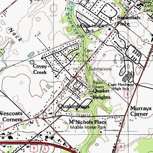 Topographic Map of Covey Creek, DE