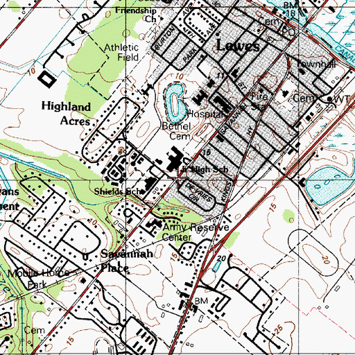 Topographic Map of Highland Acres, DE