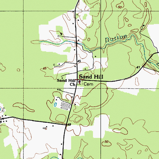 Topographic Map of Sand Hill Church, DE