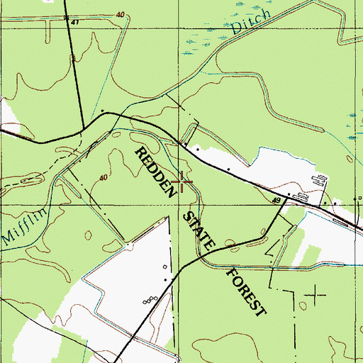Topographic Map of Redden State Forest Bailey Tract, DE