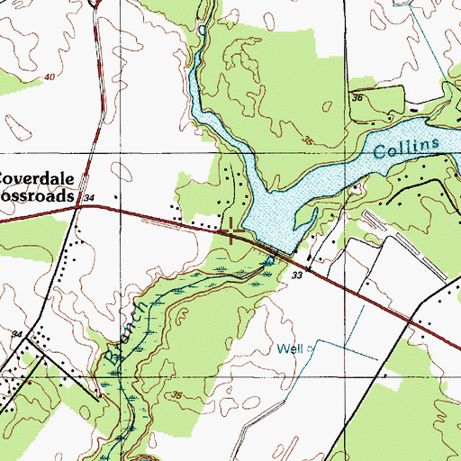 Topographic Map of Collins Mill Park, DE