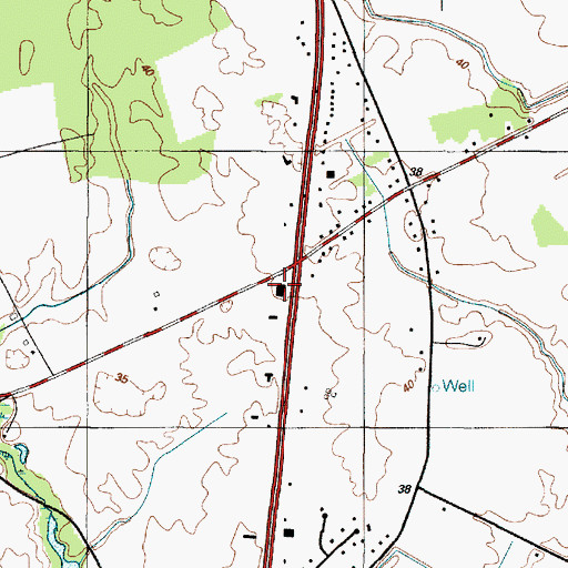 Topographic Map of Bowdens Garage, DE