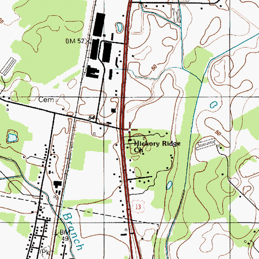 Topographic Map of Hickory Ridge, DE