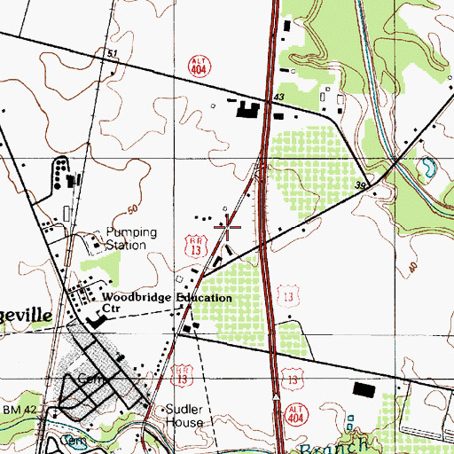 Topographic Map of Bridgeville North, DE