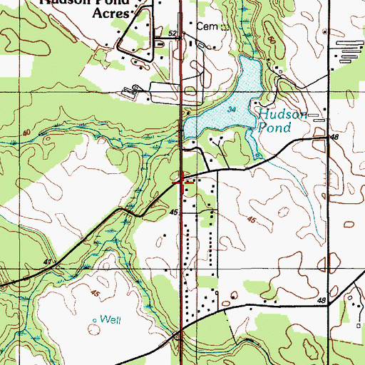 Topographic Map of Sussex Woods, DE
