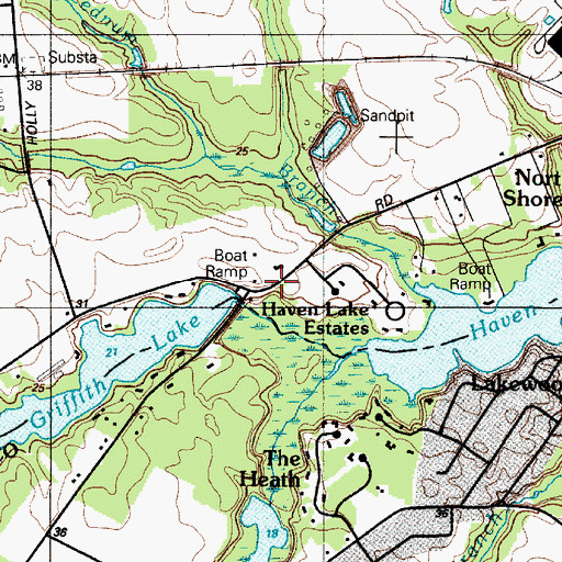 Topographic Map of Haven Lake Estates, DE