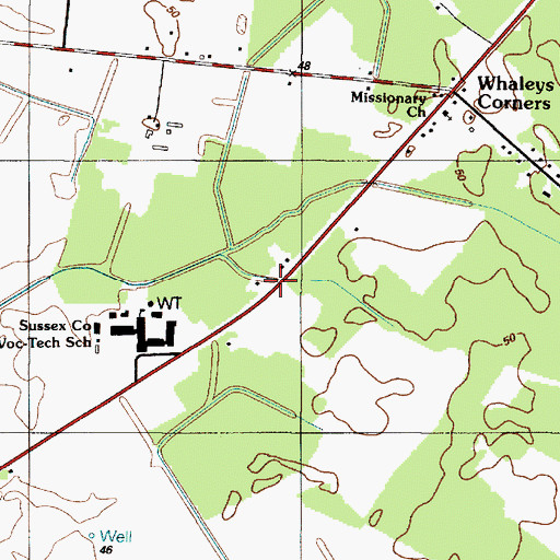 Topographic Map of Sussex County Vo-Tech Center, DE