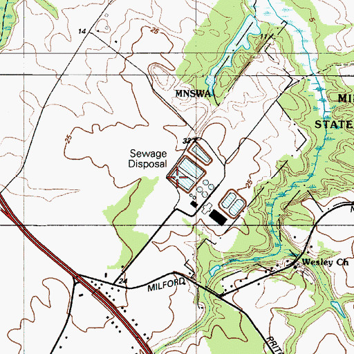 Topographic Map of Kent County Sewer Treatment Plant, DE