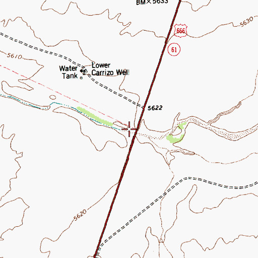 Topographic Map of Carrizo Wash Bridge, AZ