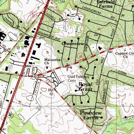 Topographic Map of Beades Estate, DE