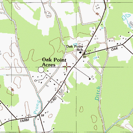 Topographic Map of Oak Point Acres, DE