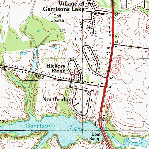 Topographic Map of Hickory Ridge, DE