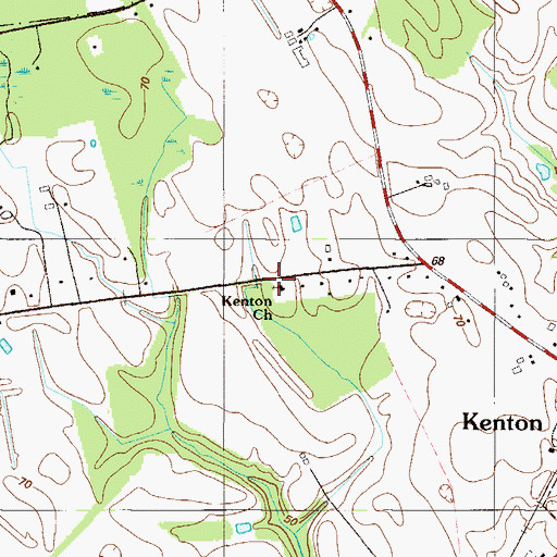 Topographic Map of Kenton Church, DE