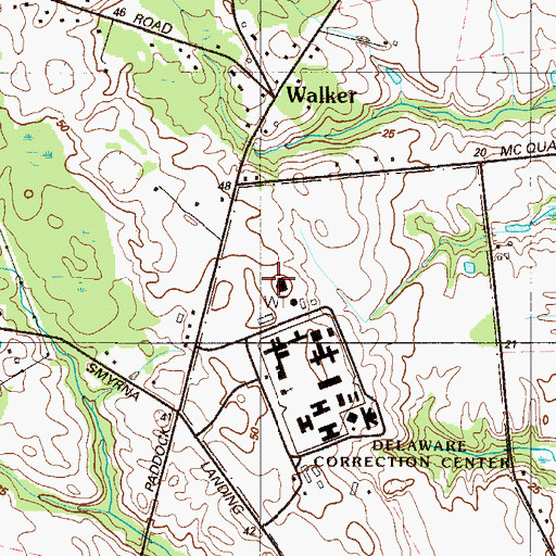 Topographic Map of Delaware Correctional Center, DE