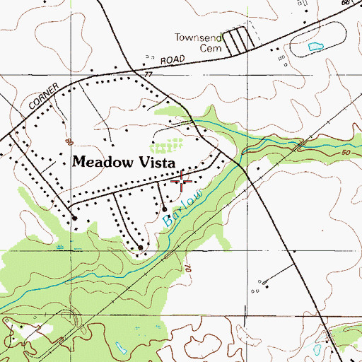 Topographic Map of Meadow Vista, DE